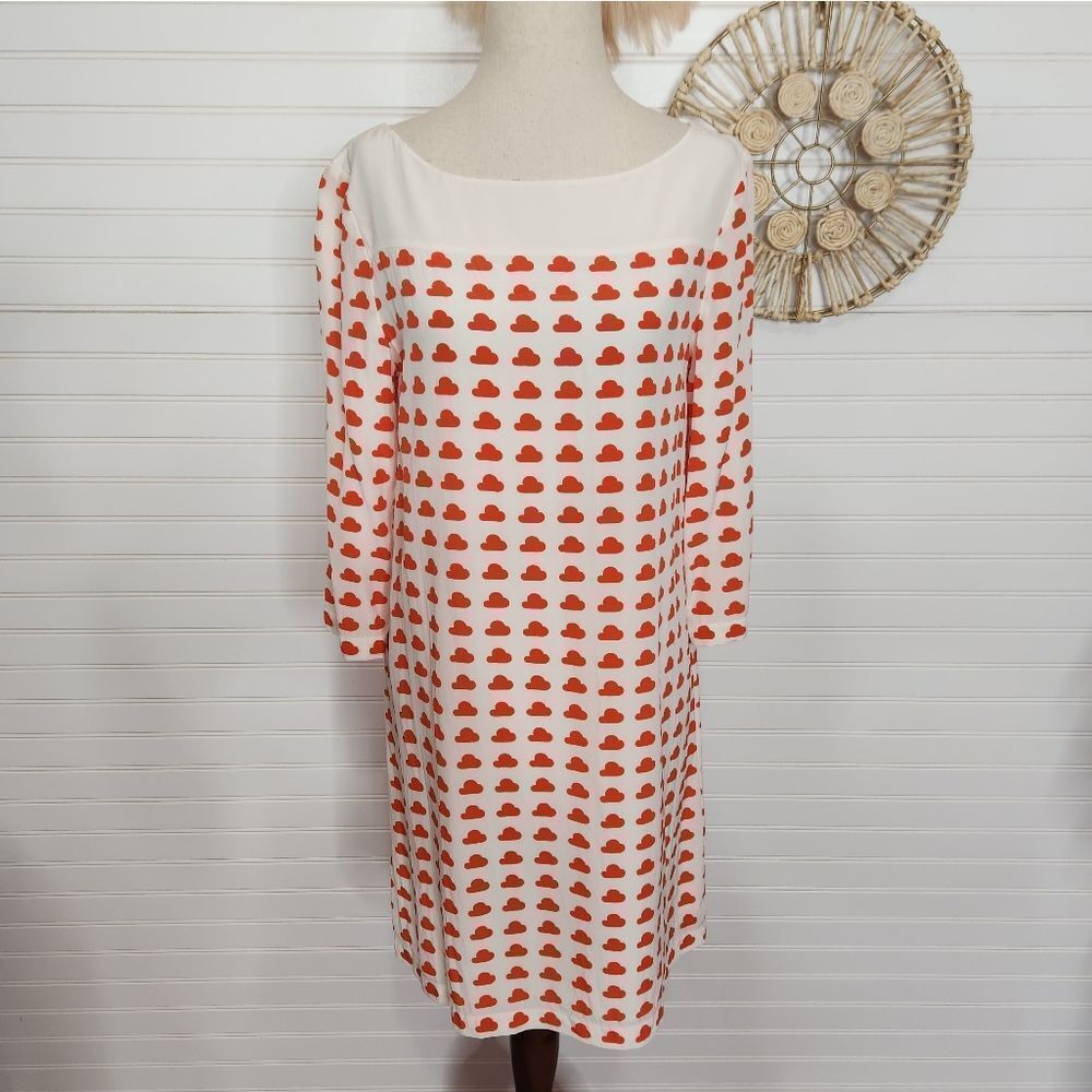 ICICLE 100% Silk Cloud Print Shift Dress Small
